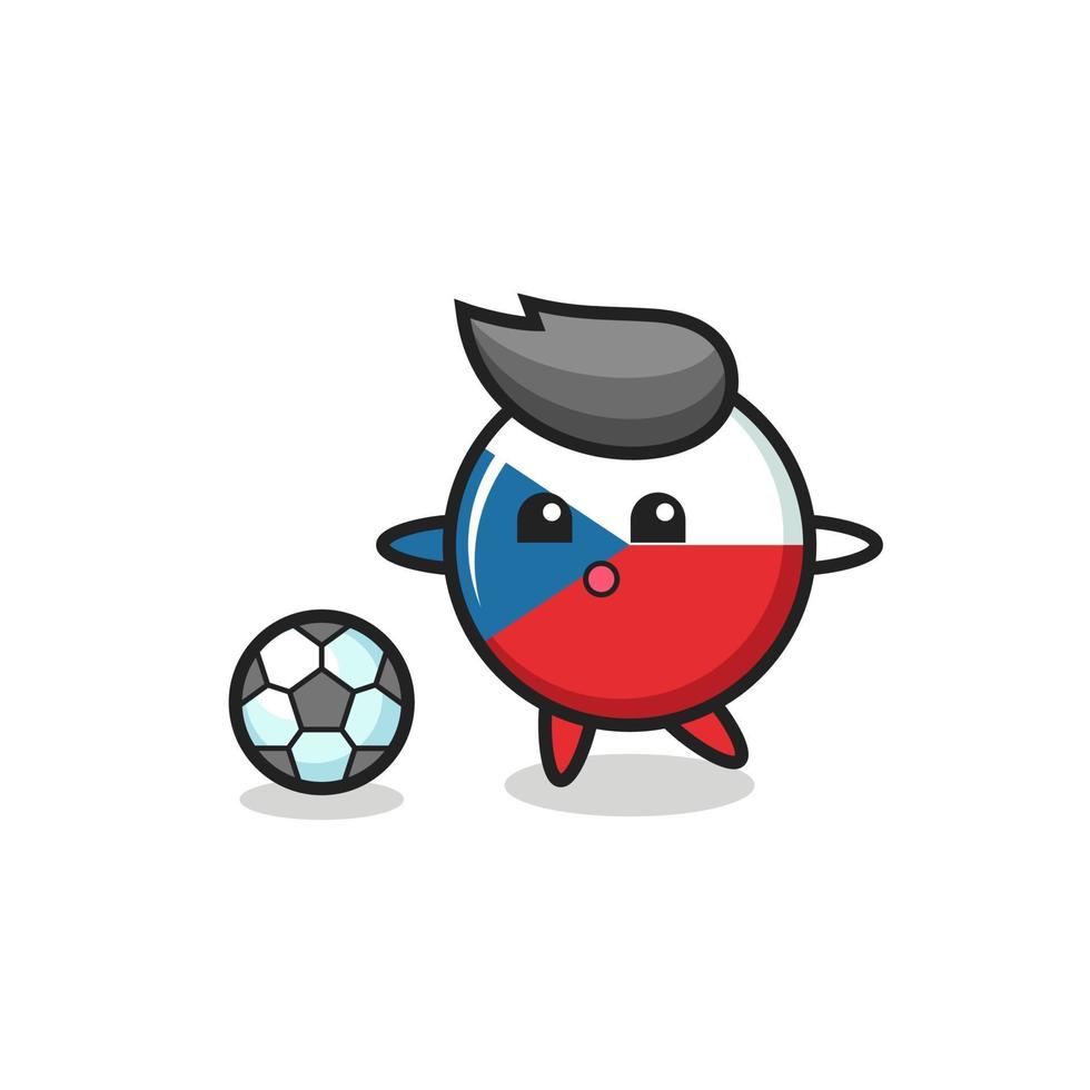 ilustración de dibujos animados de la insignia de la bandera checa está jugando al fútbol vector