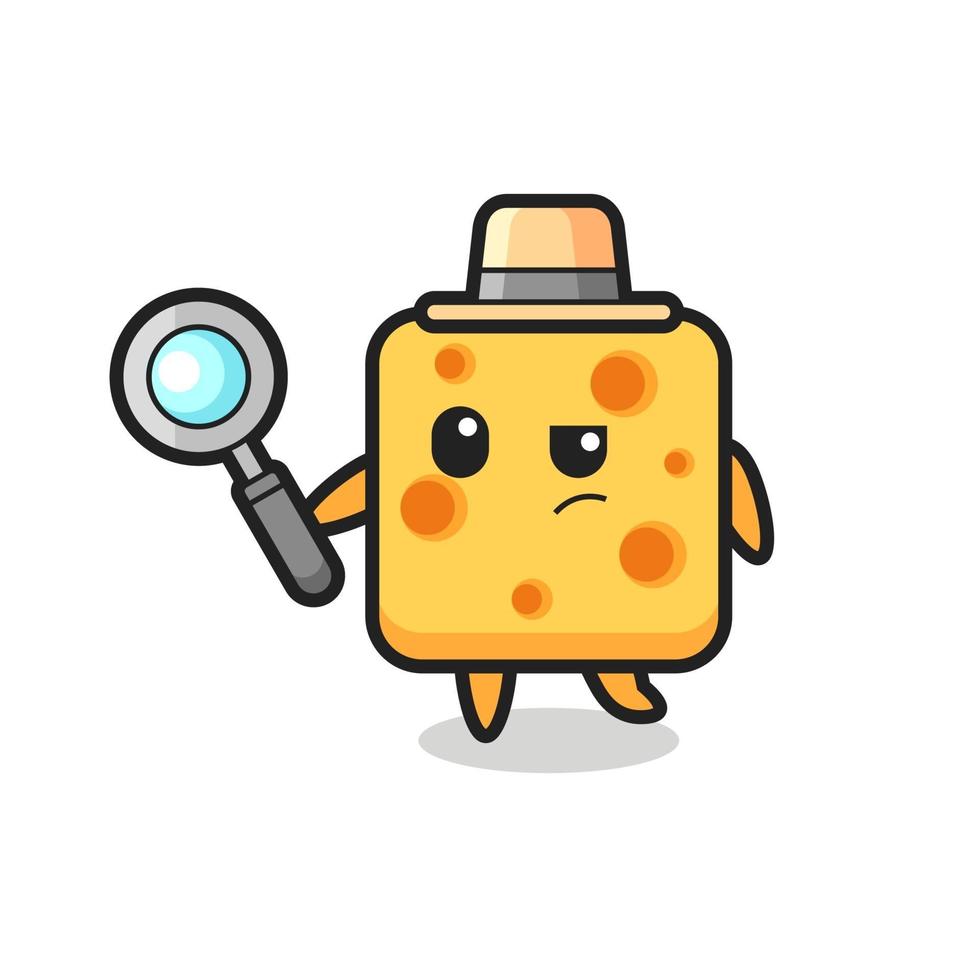 cheese detective character is analyzing a case vector