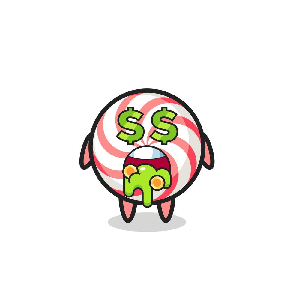 personaje de caramelo con una expresión de locura por el dinero vector