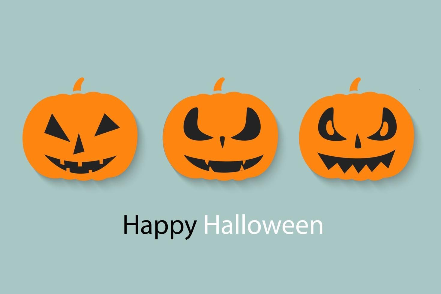 Set of halloween pumpkins, funny faces. Autumn holidays. vector