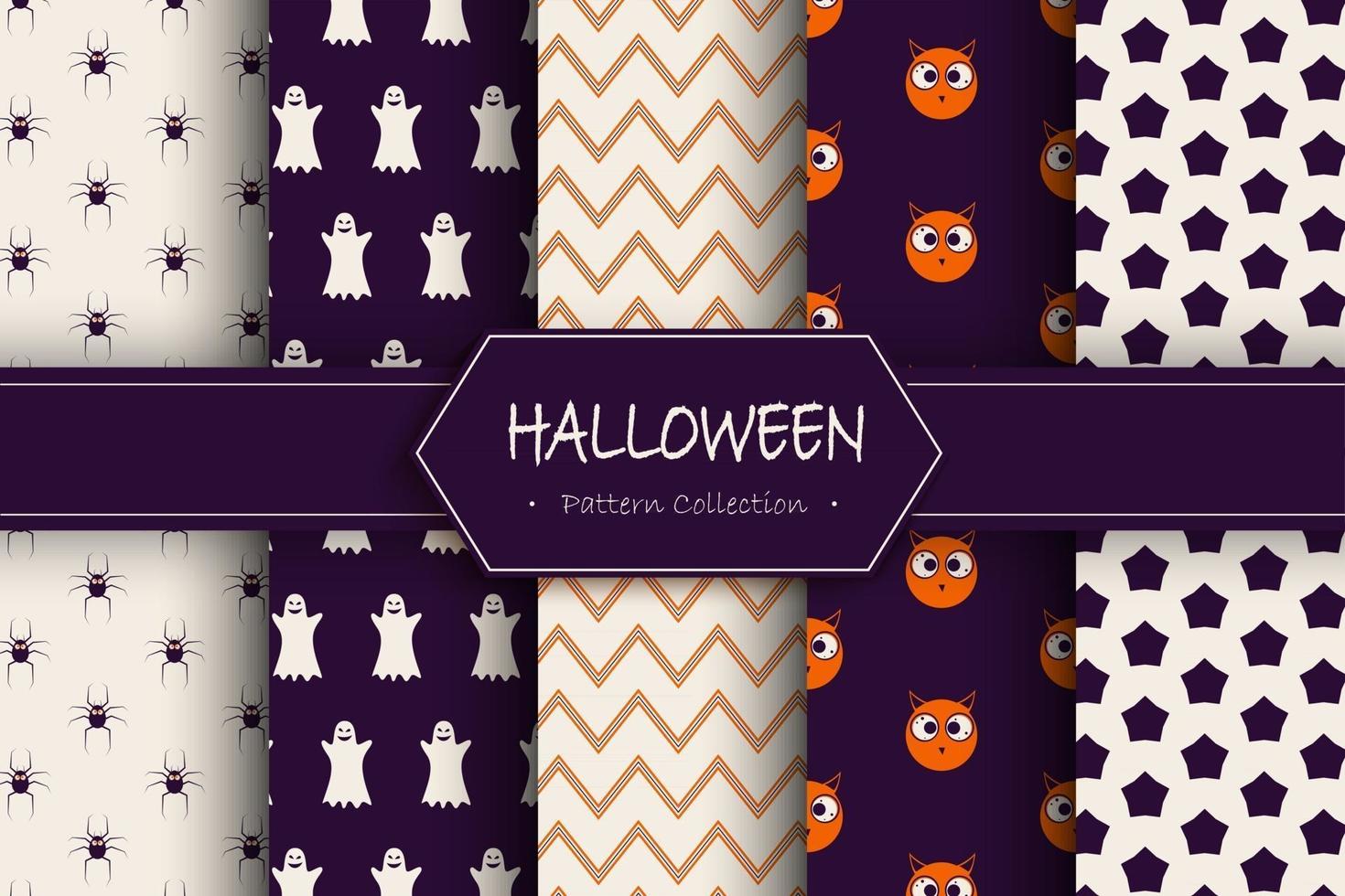 conjunto de fondos de halloween. colección de patrones sin fisuras vector