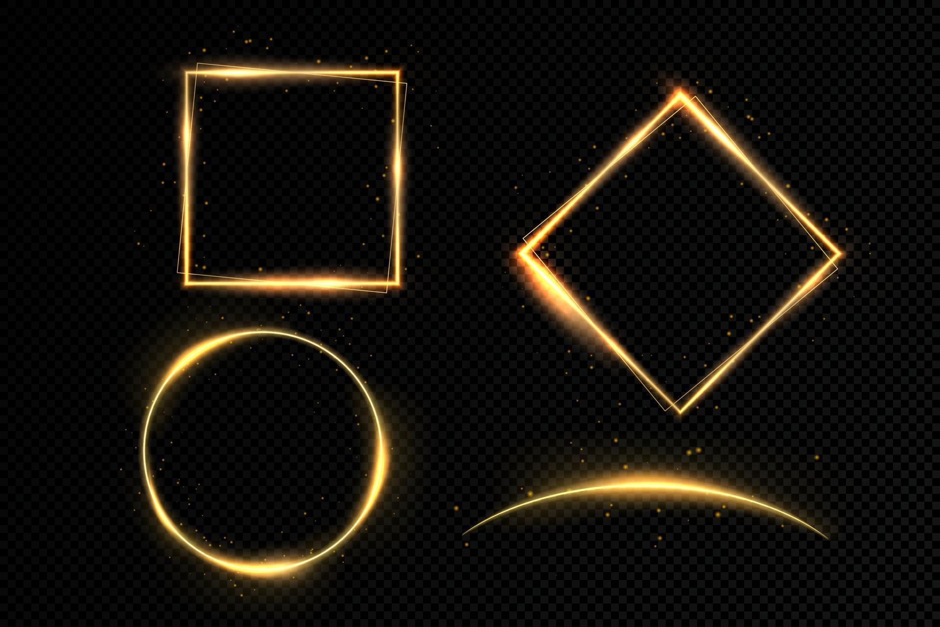 Vector illustration of a gold frame on a transparent background