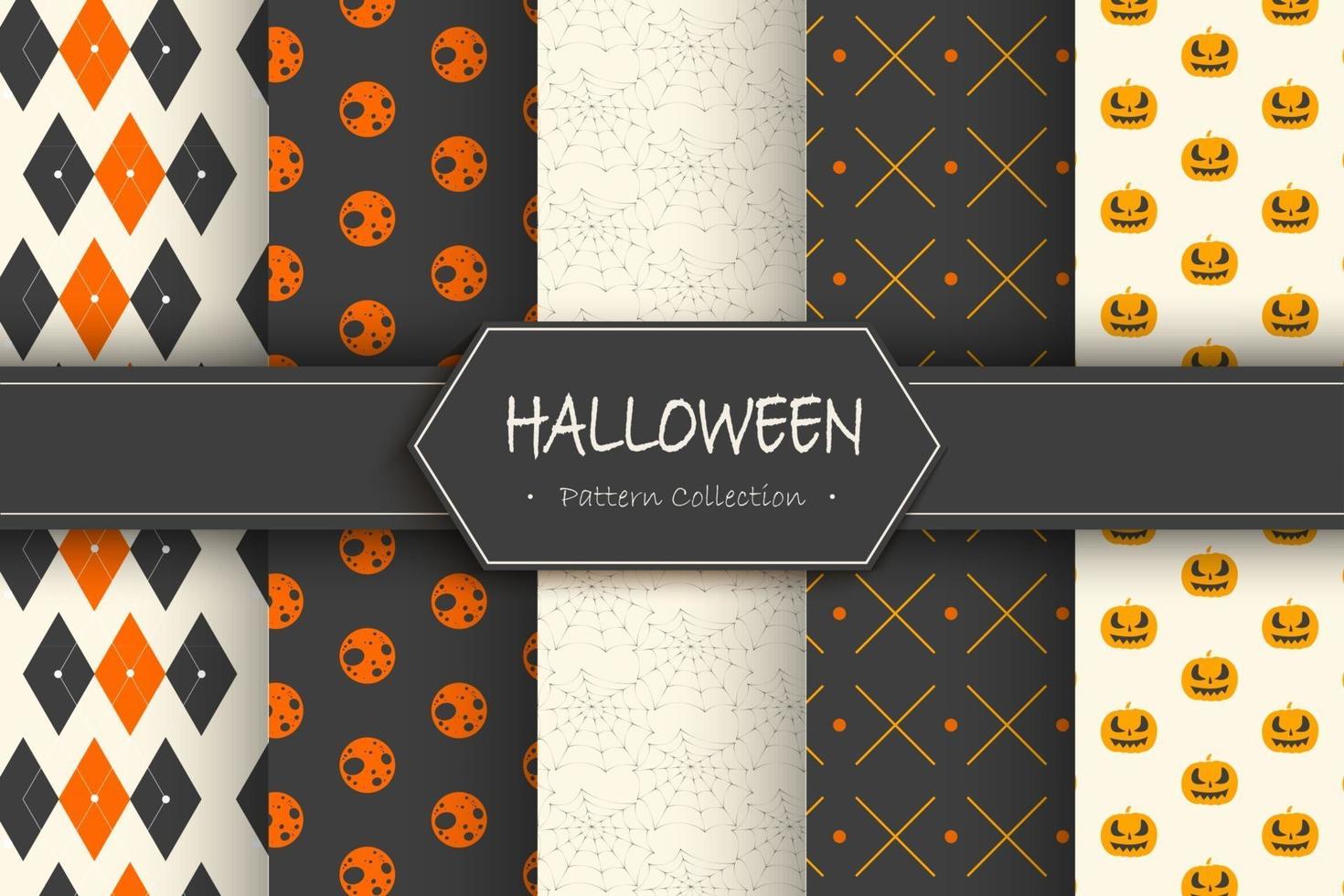 conjunto de fondos de halloween. colección de patrones sin fisuras vector