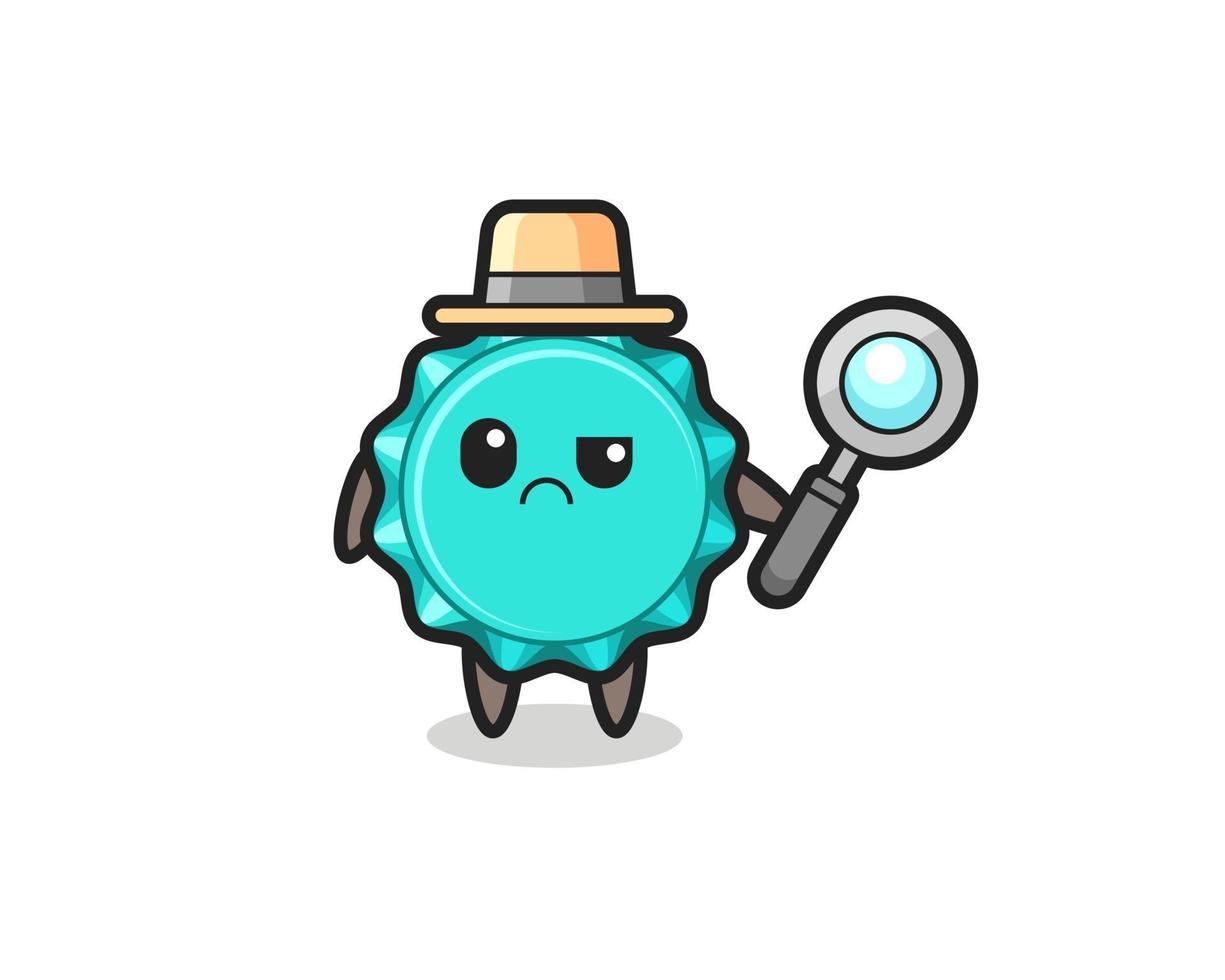 the mascot of cute bottle cap as a detective vector