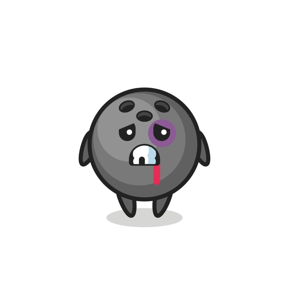 injured bowling ball character with a bruised face vector