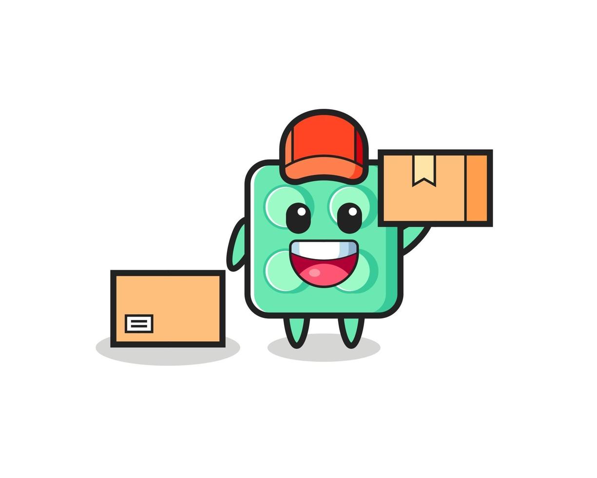 Mascot Illustration of brick toy as a courier vector