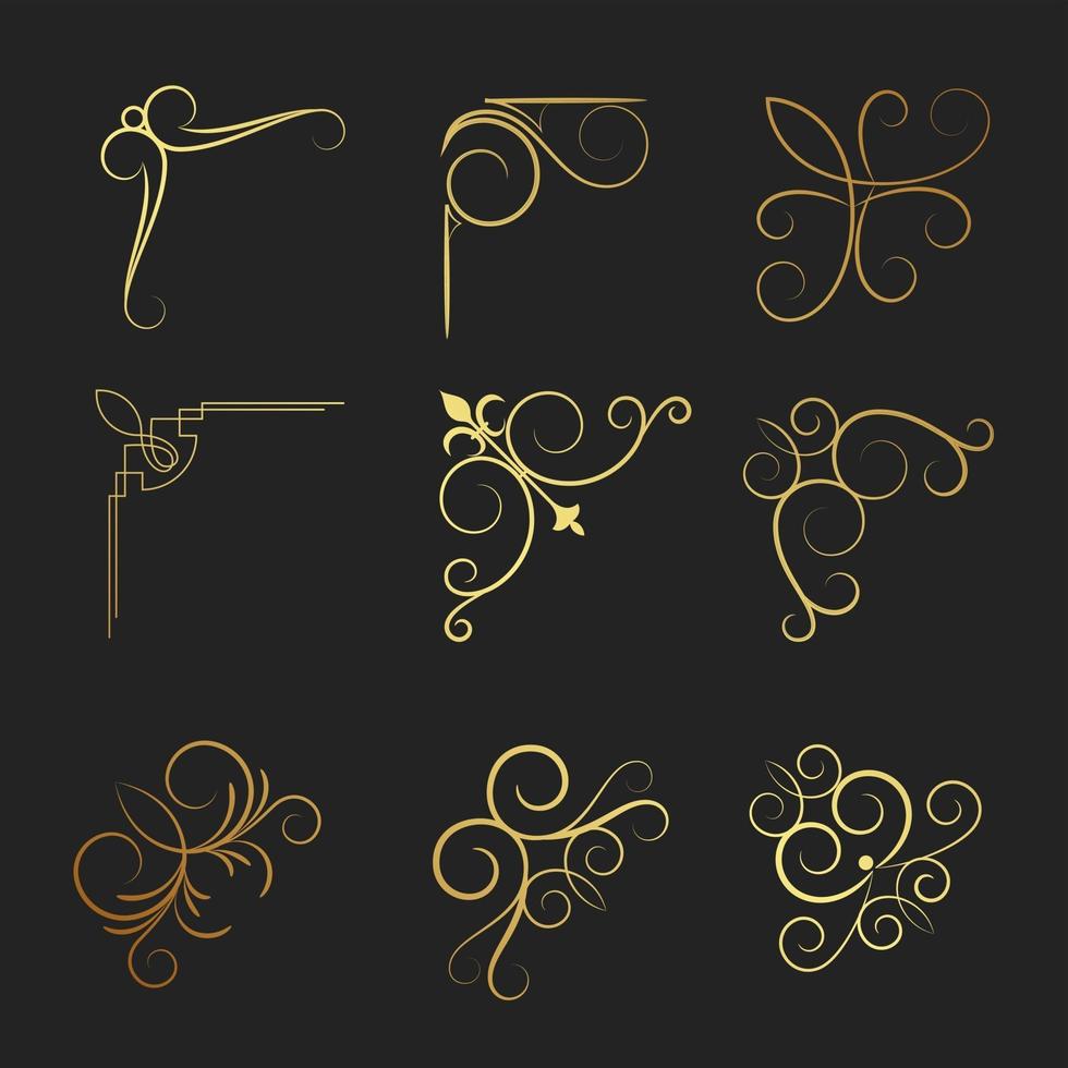 set of decorative hand drawn elements, frame with floral element vector