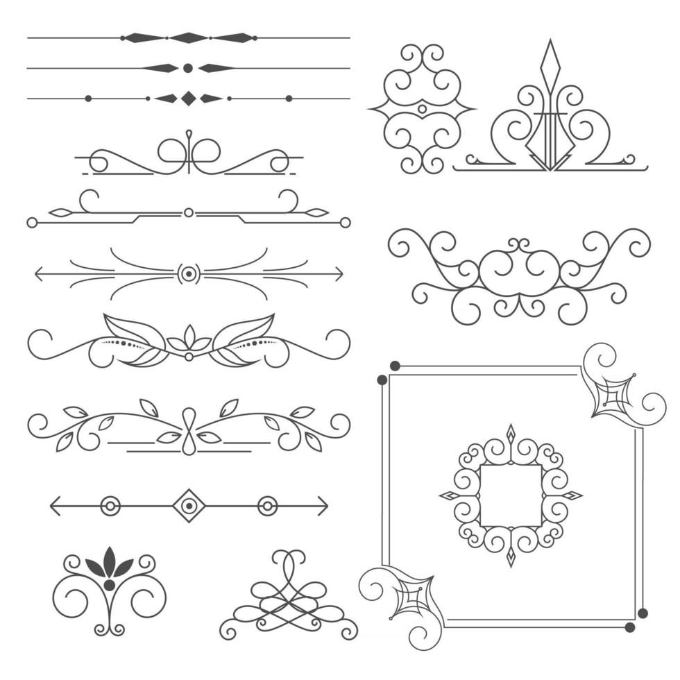 Ornate frames and scroll elements. vector