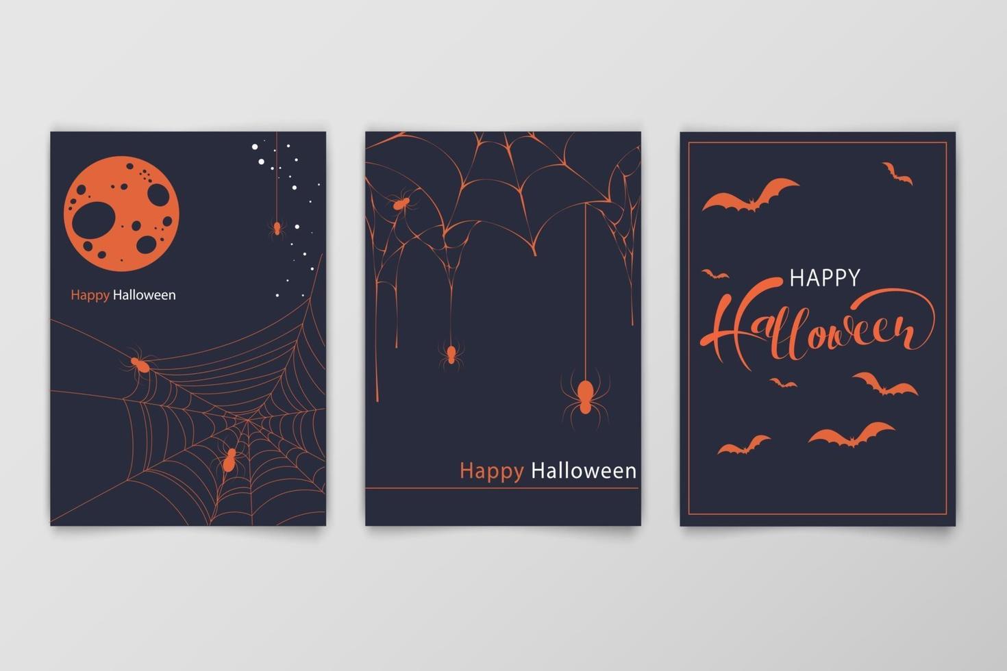 Invitación dibujada a mano de Halloween o conjunto de tarjetas de felicitación. vector