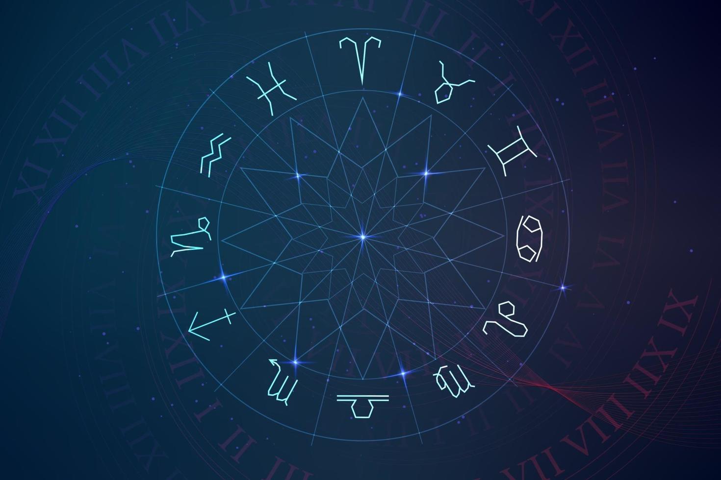 Astrology and numerology concept with numbers over starry sky vector