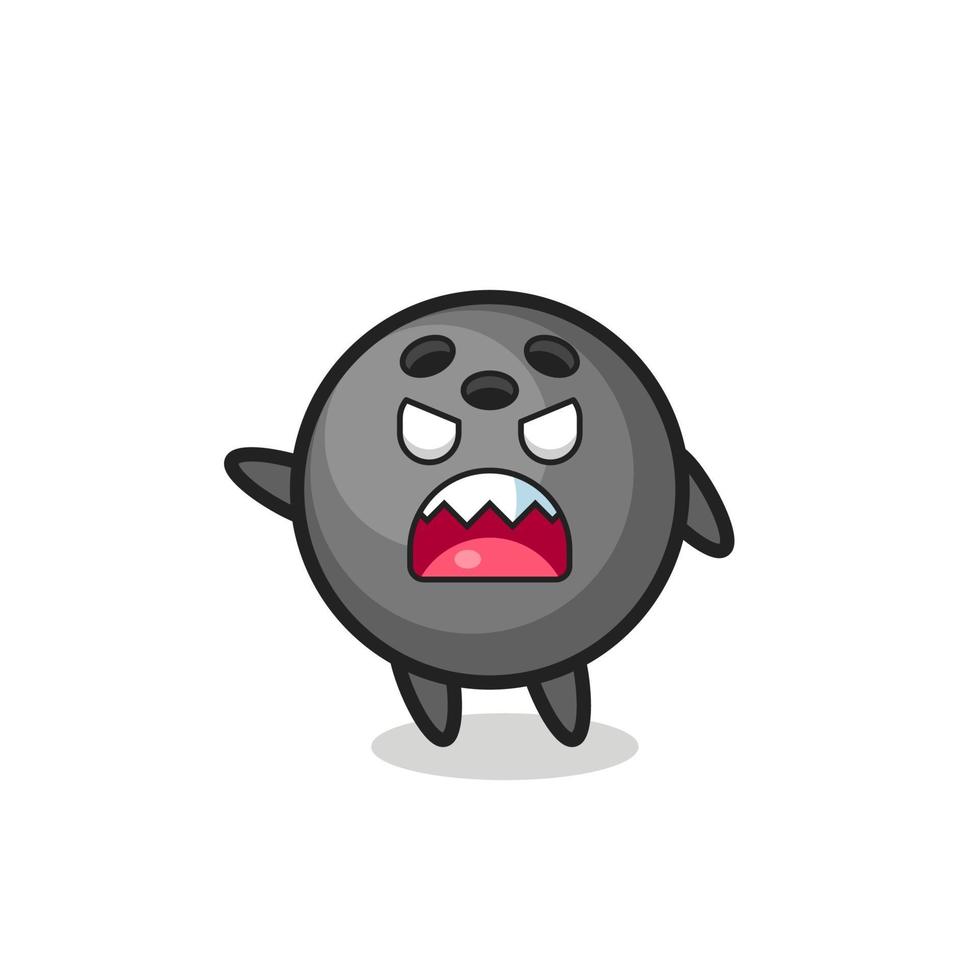 cute bowling ball cartoon in a very angry pose vector