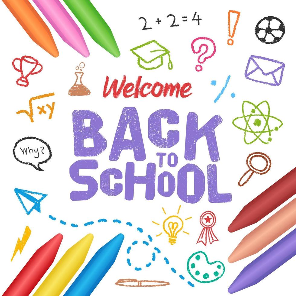 Realistic crayon back to school background vector