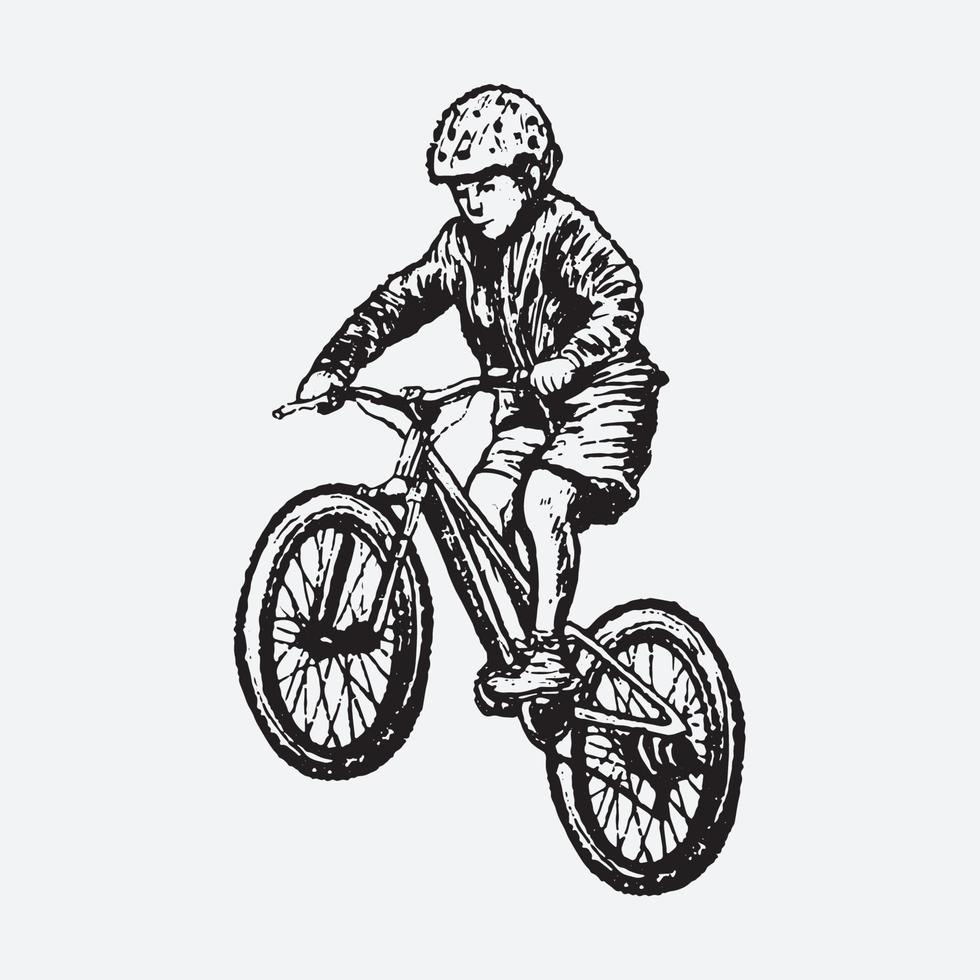 Mountain biker drawing vector