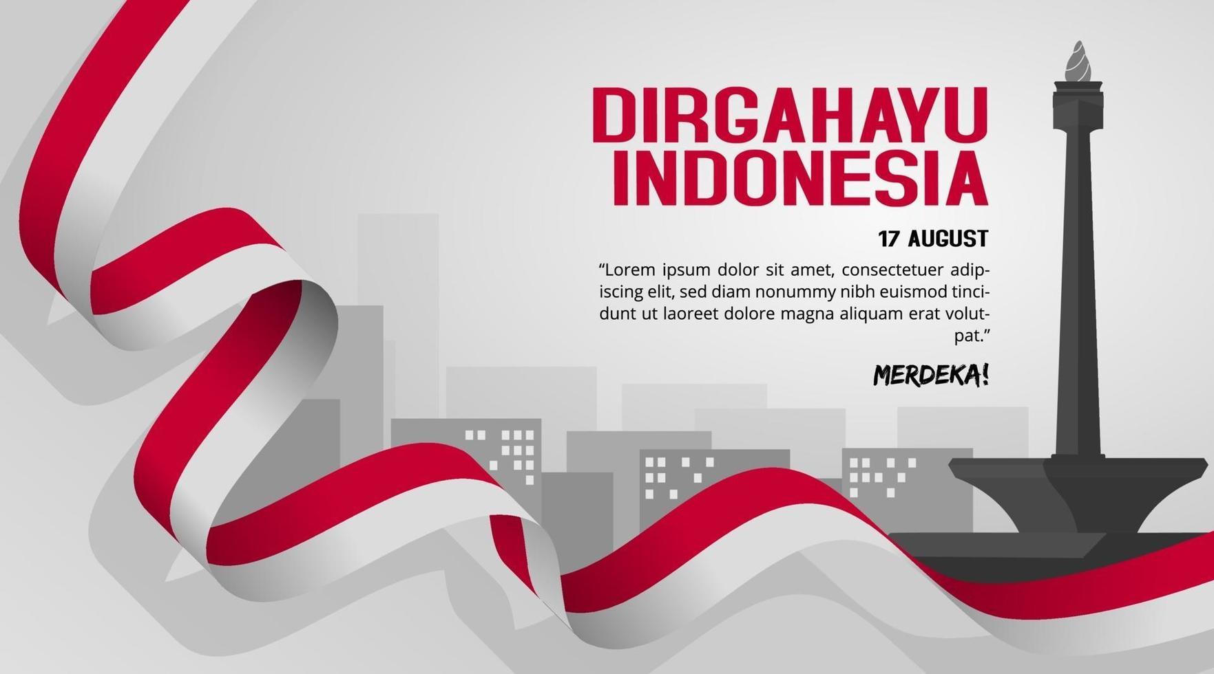 Fondo del día de la independencia de Indonesia con vistas a la ciudad y las monas vector