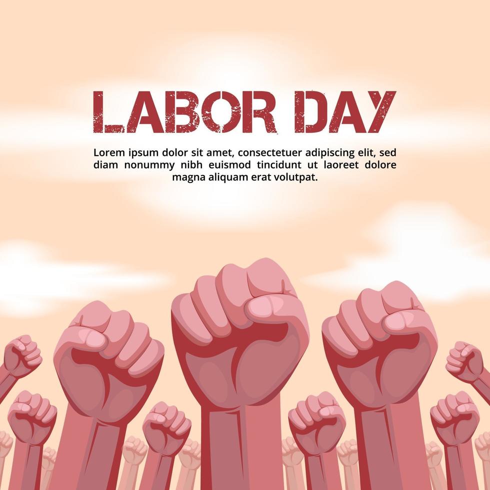 Labor day background with raised hands illustration vector