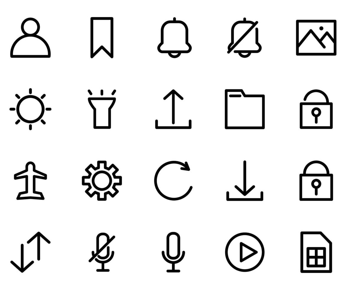 estilo de línea de conjunto de iconos de interfaz de usuario vector