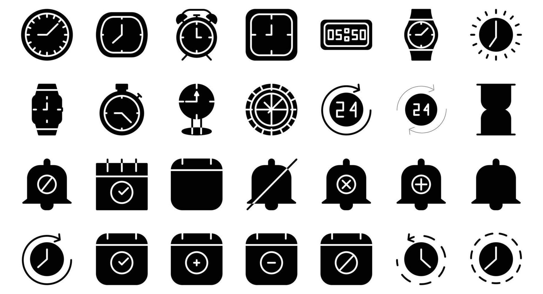 time date icon set vector