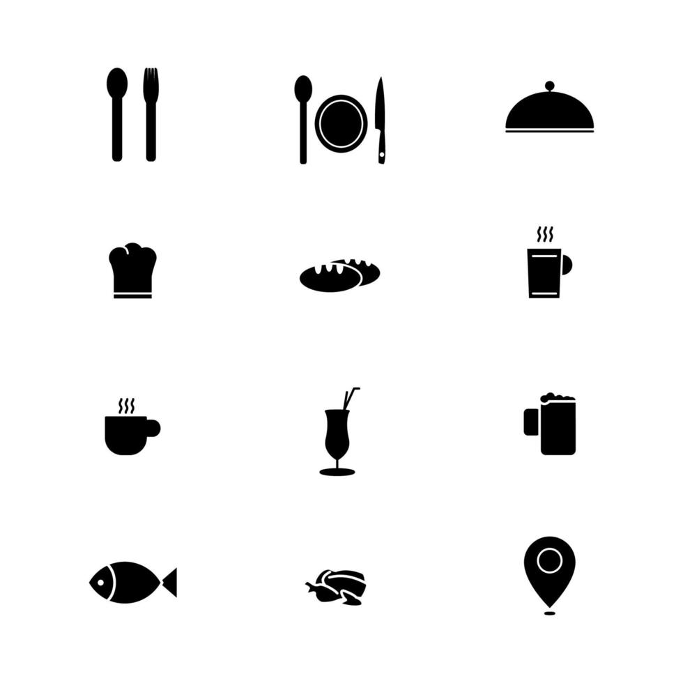 12 conjunto de iconos de restaurante vector