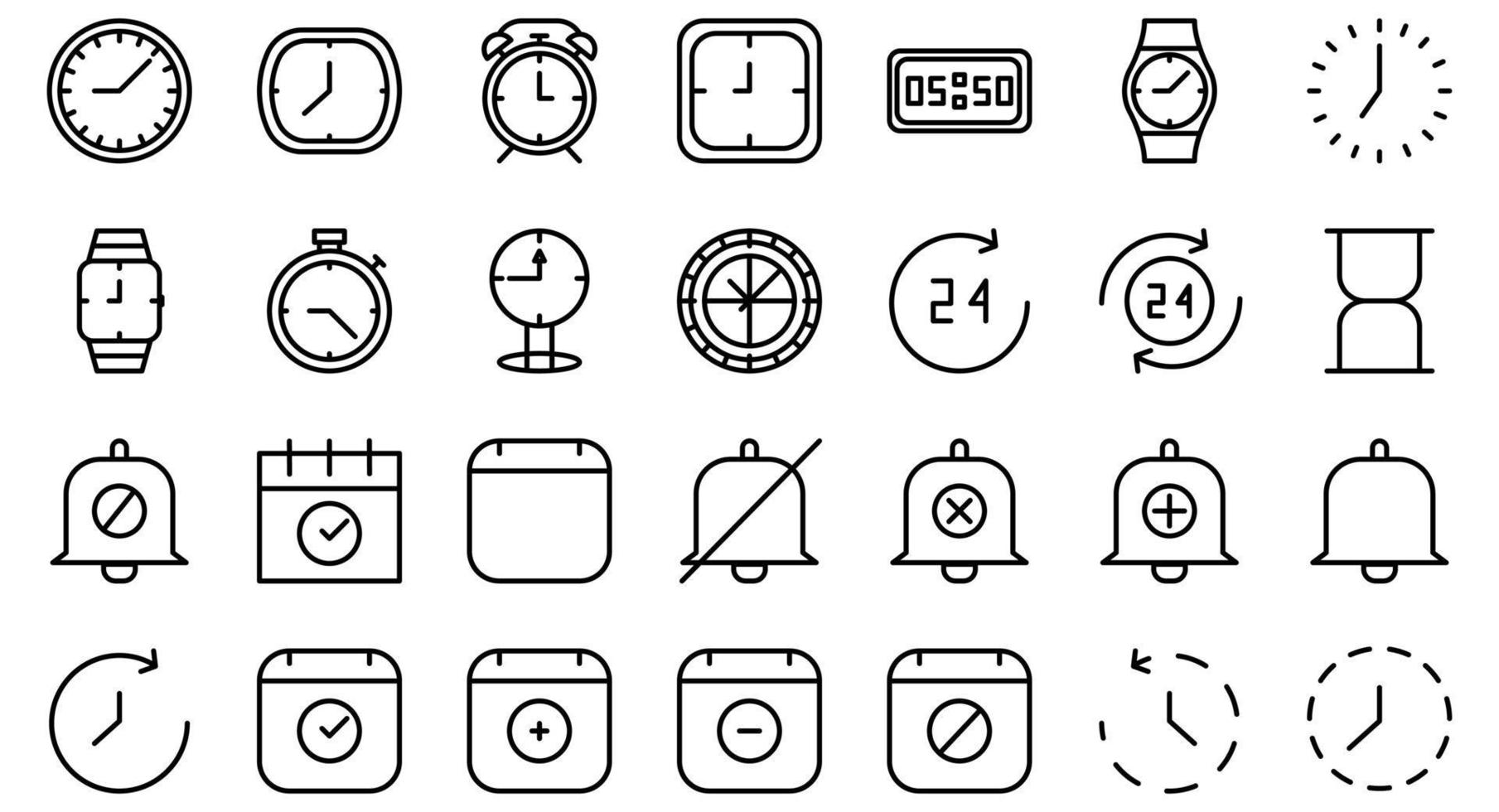 time date icon set vector