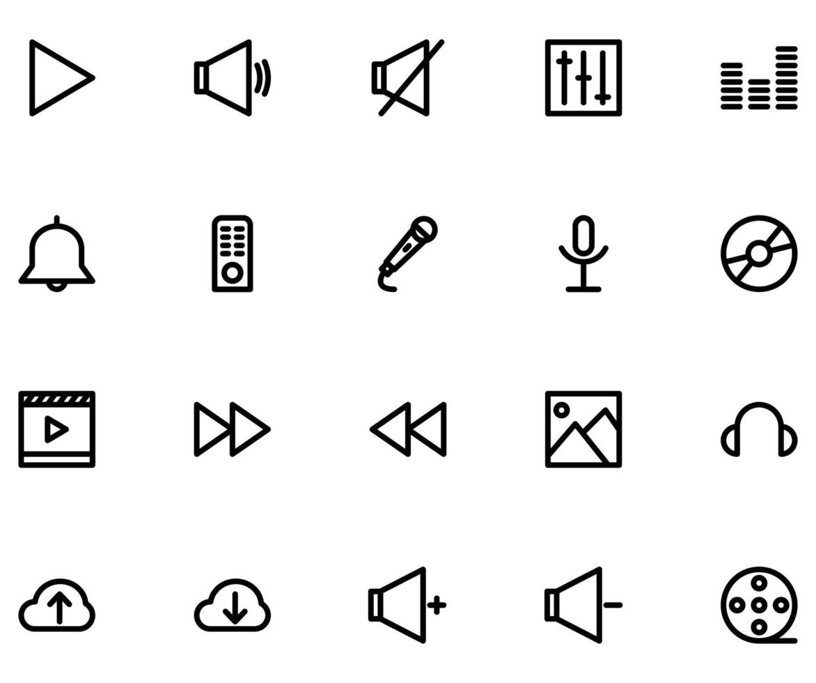 Audio and Video icon set for your website mobile app vector