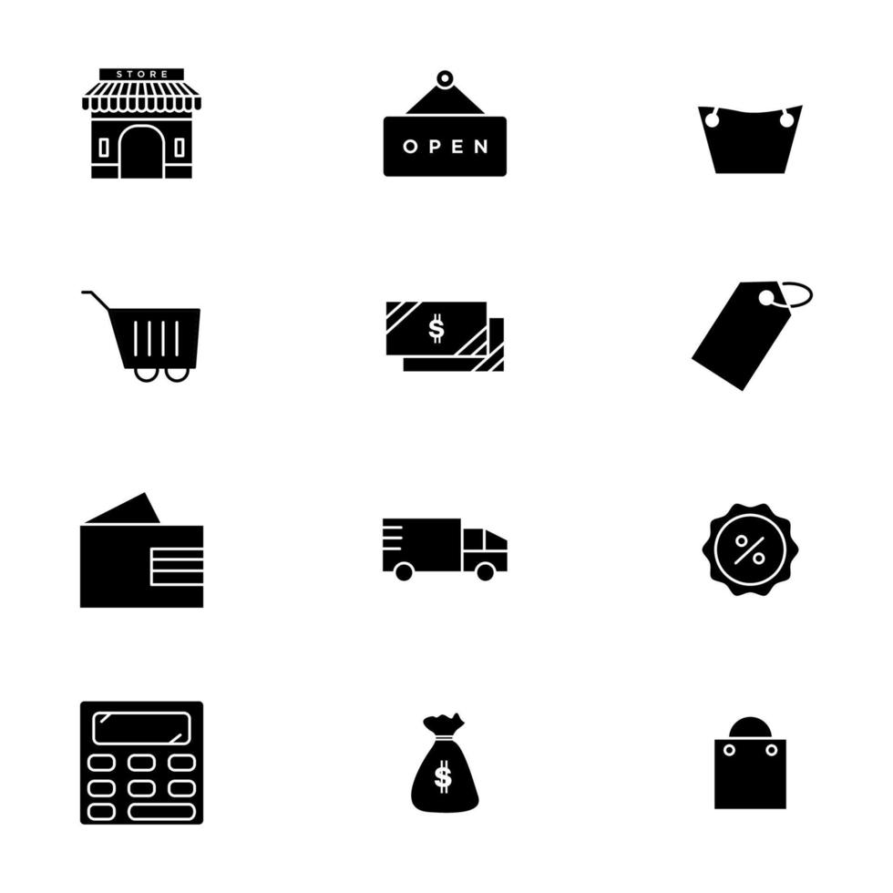 conjunto de iconos de comercio electrónico vector de estilo sólido