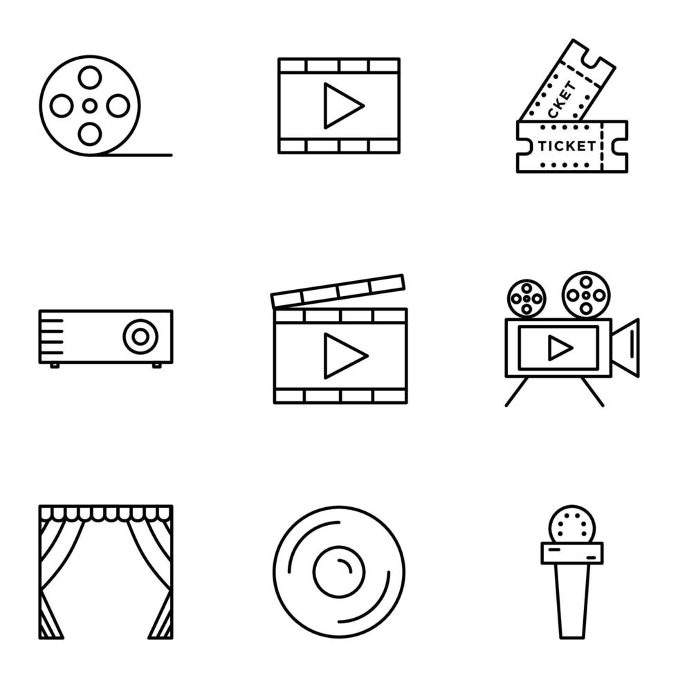 Cinema icon set with line style vector