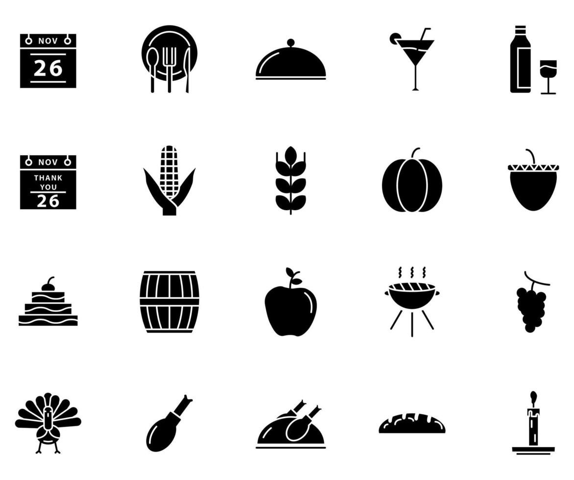 thanksgiving day icon set vector
