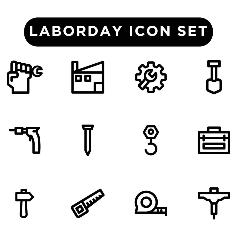 labor day icon set outline style vector