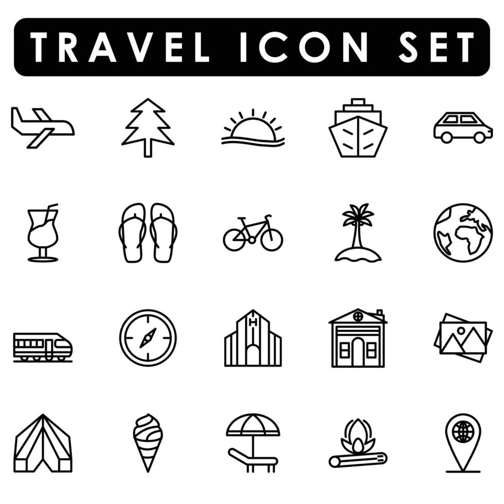summer icon set line style vector