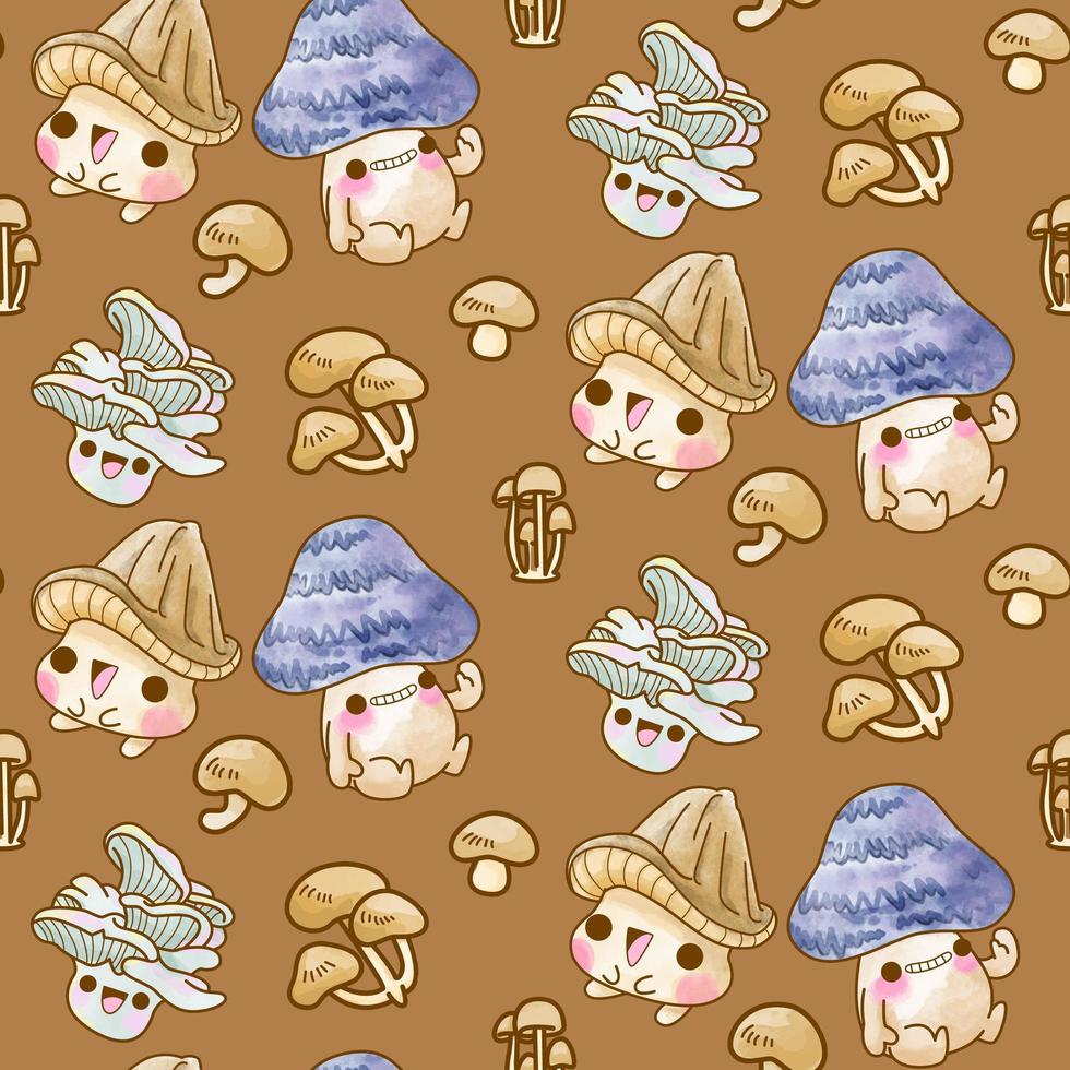 cute mushroom vector seamless pattern, mushroom watercolor