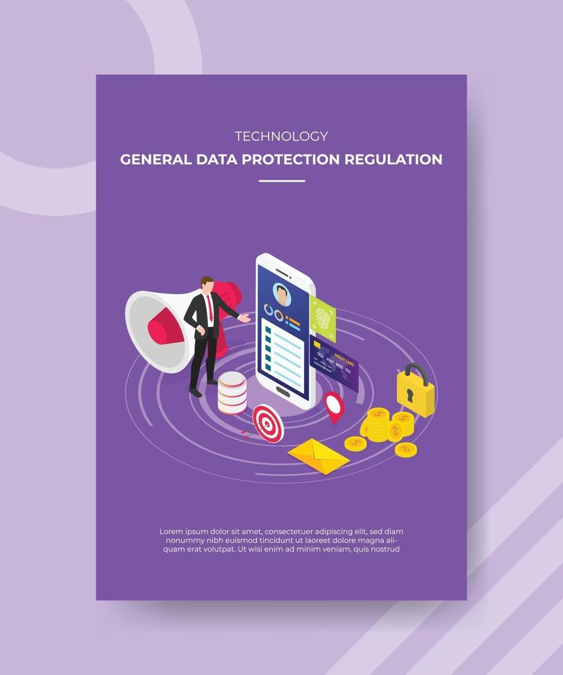 tecnología regulación general de protección de datos hombres de pie vector