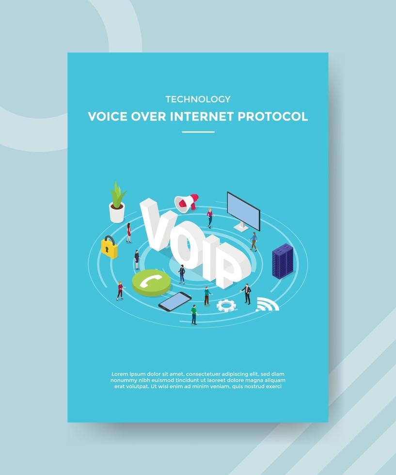 tecnología de voz sobre protocolo de internet personas de pie vector