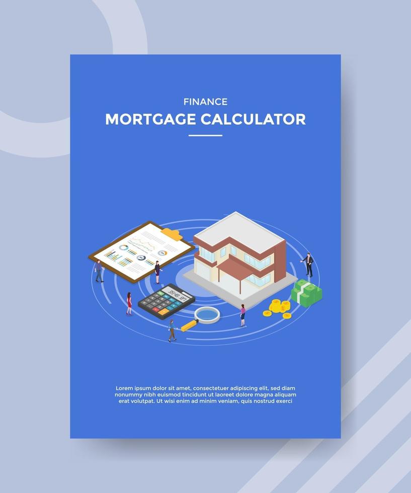 finance mortgage calculator people standing around house vector