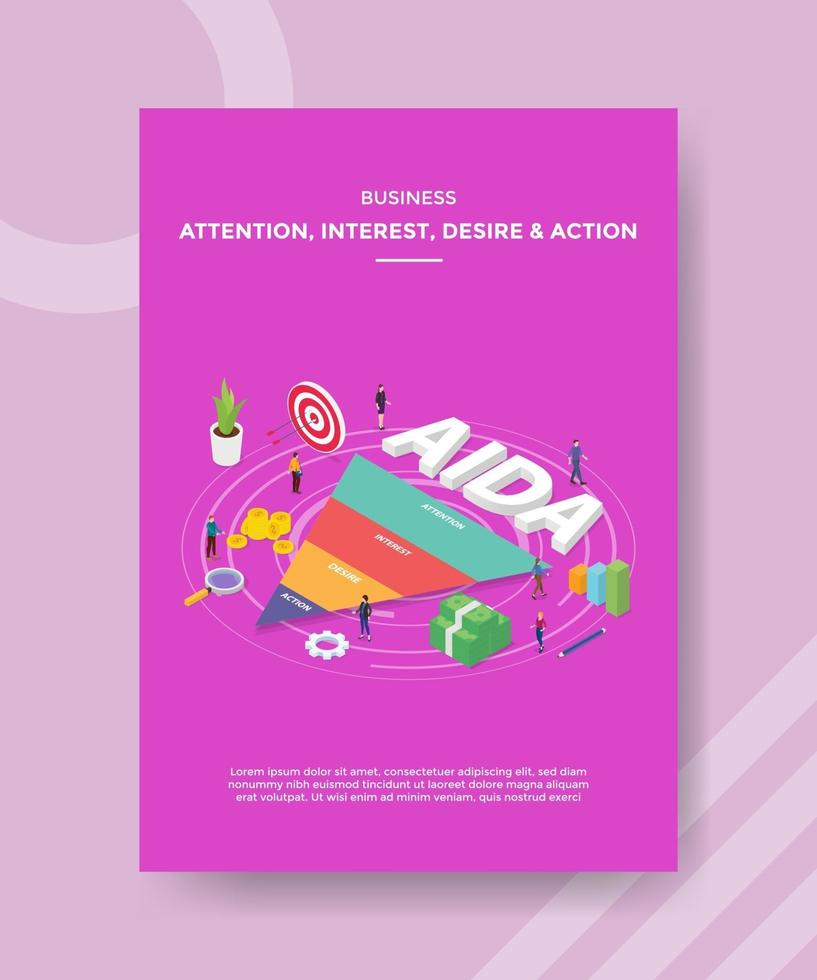 business attention interest desire action people standing around vector