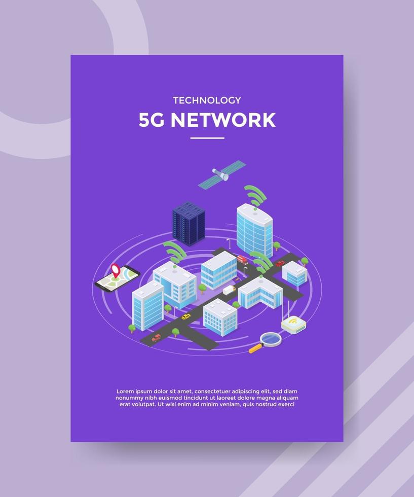 technology 5G network satelitte on city building server vector