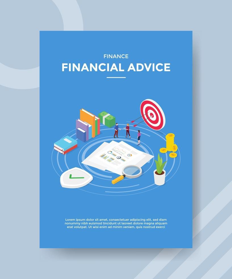 financial advice people standing around document book stack vector