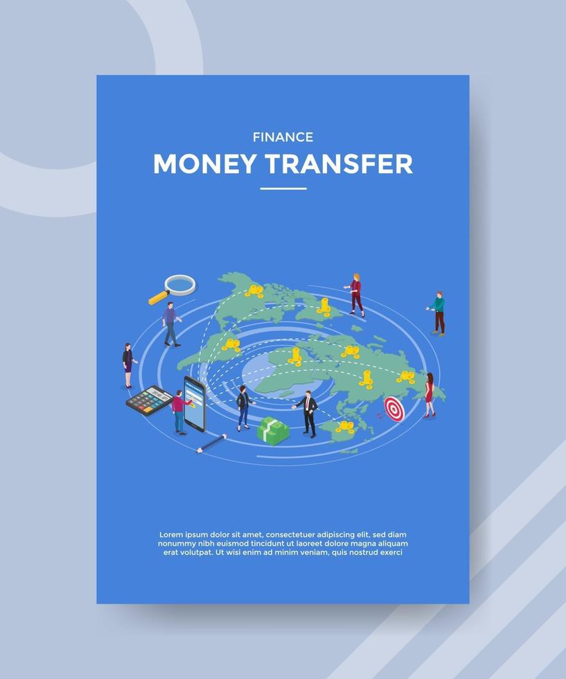 finance money transfer people standing front smartphone vector