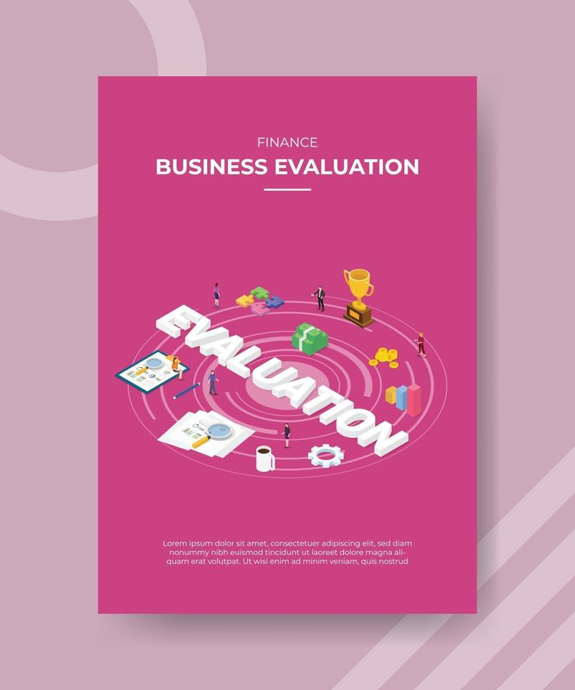 finance business evaluation people standing around text EVALUATION vector