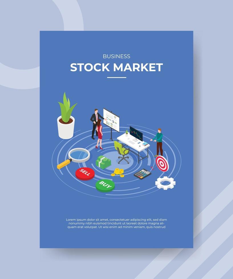 business stock market men presentation chart board to women vector