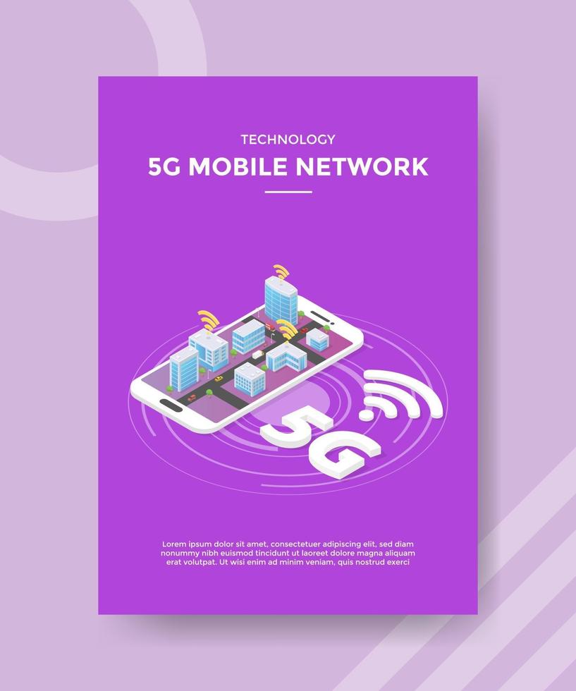 technology 5G mobile network city on smartphone for template vector