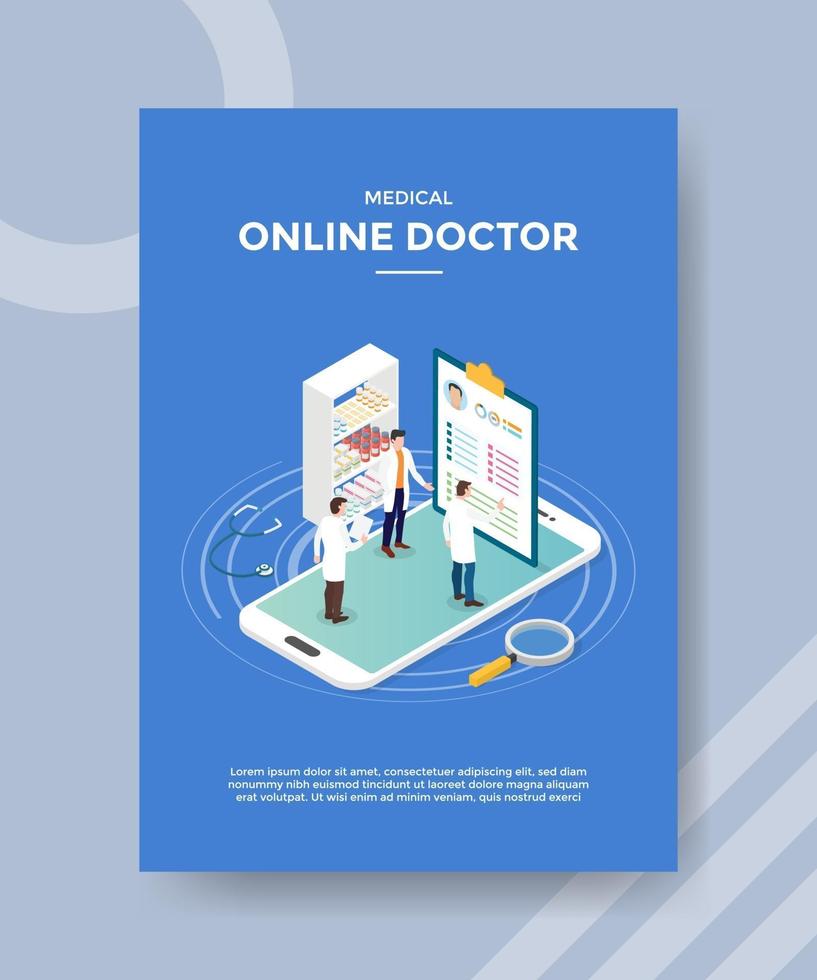 medical online doctor people standing on smartphone for template vector