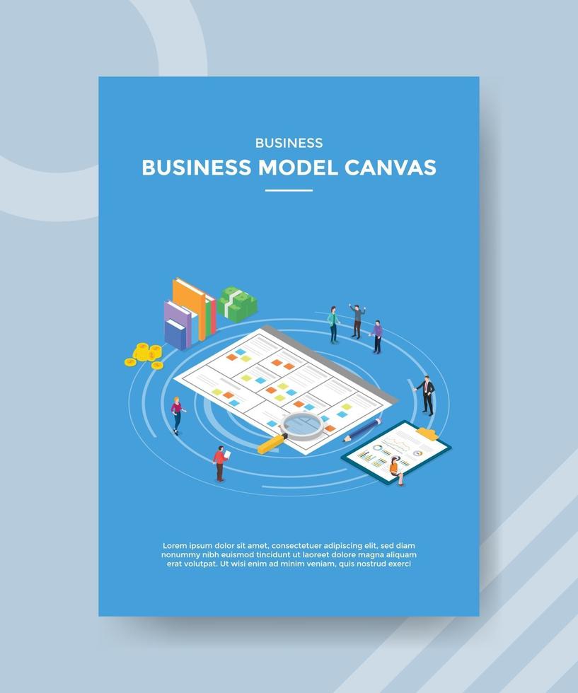business model canvas people standing around document chart vector