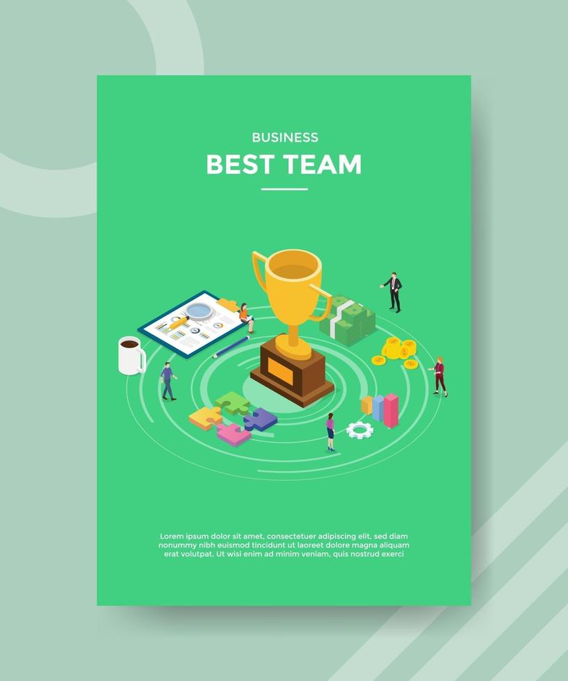 best winner team with some prize reward and trophy for template flyer vector