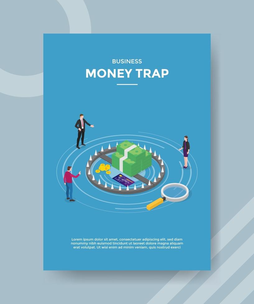 business money trap around people standing for template flyer vector