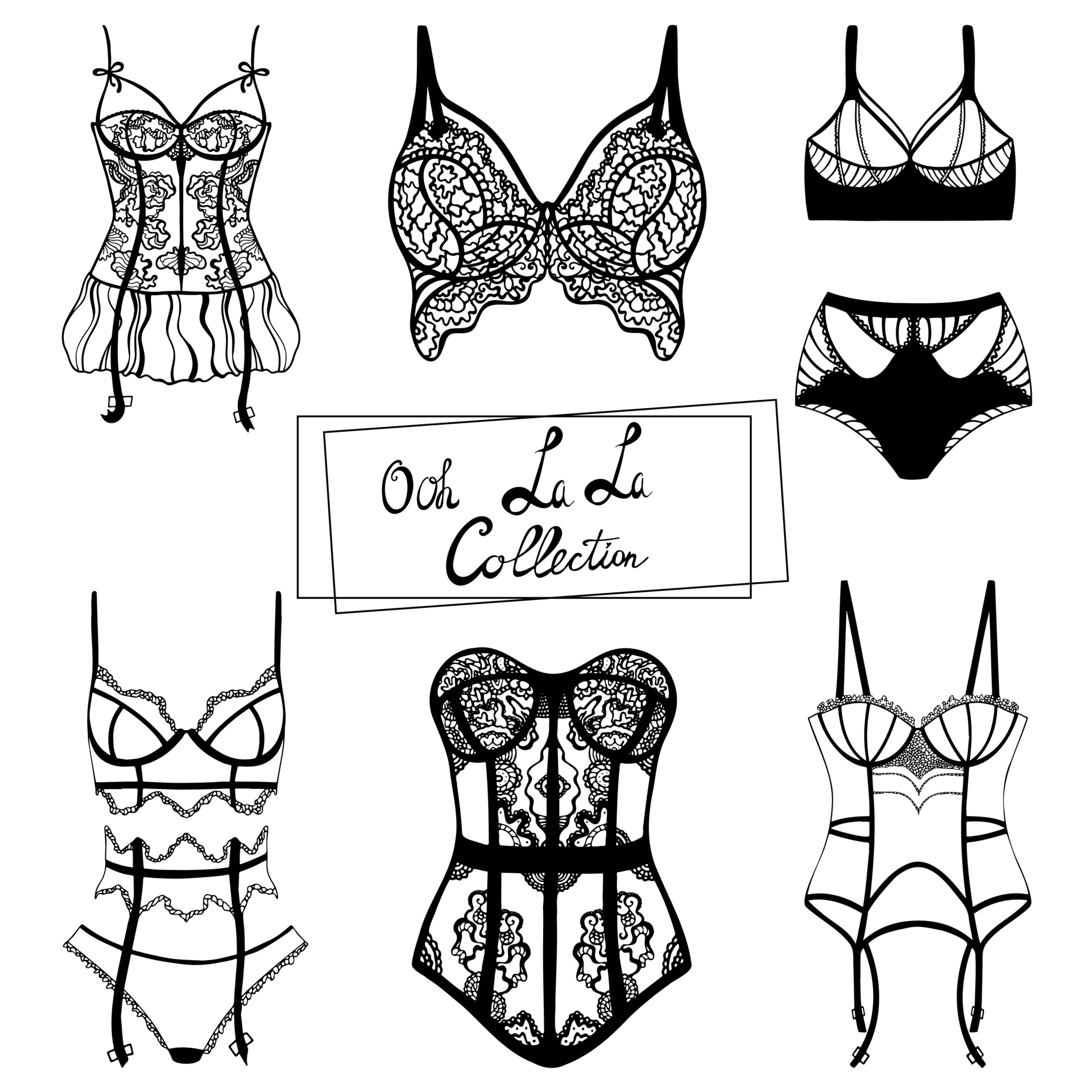 Collection of lace underwear and corsets with boudoir style 3348517
