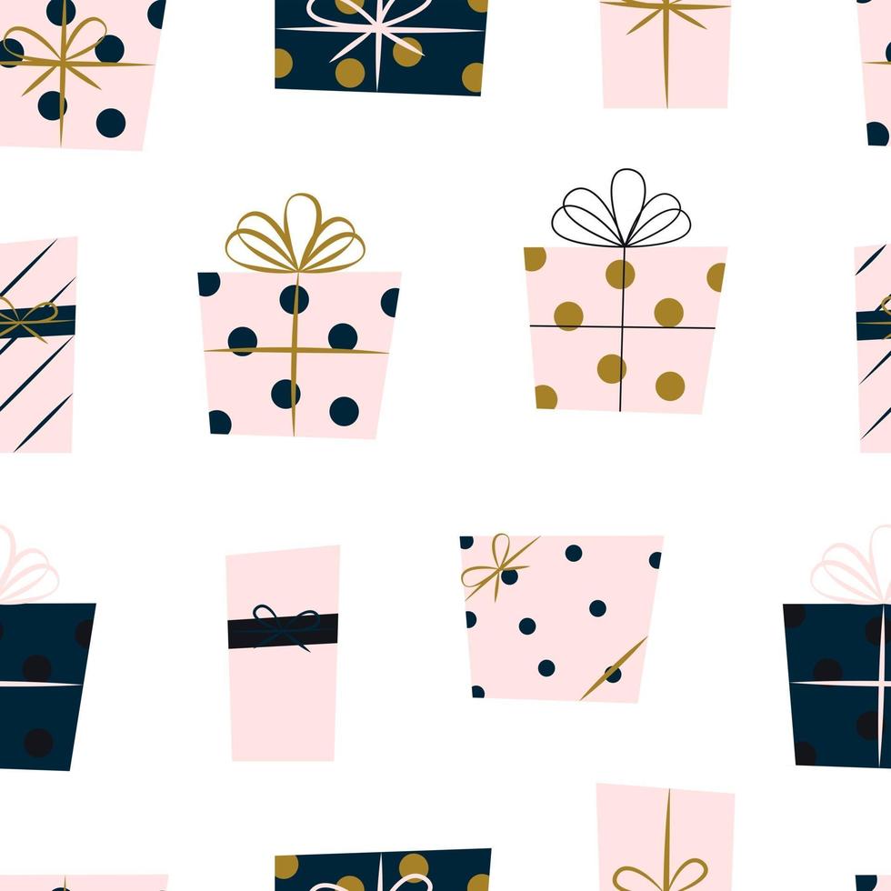 Wrapped Christmas Presents Seamless Repeat Vector Pattern