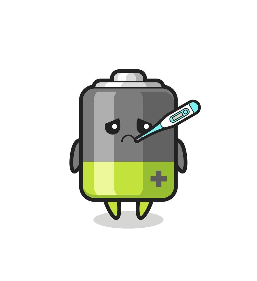 battery mascot character with fever condition vector