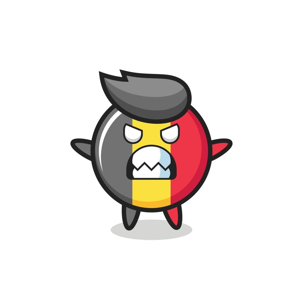 wrathful expression of the belgium flag badge mascot character vector