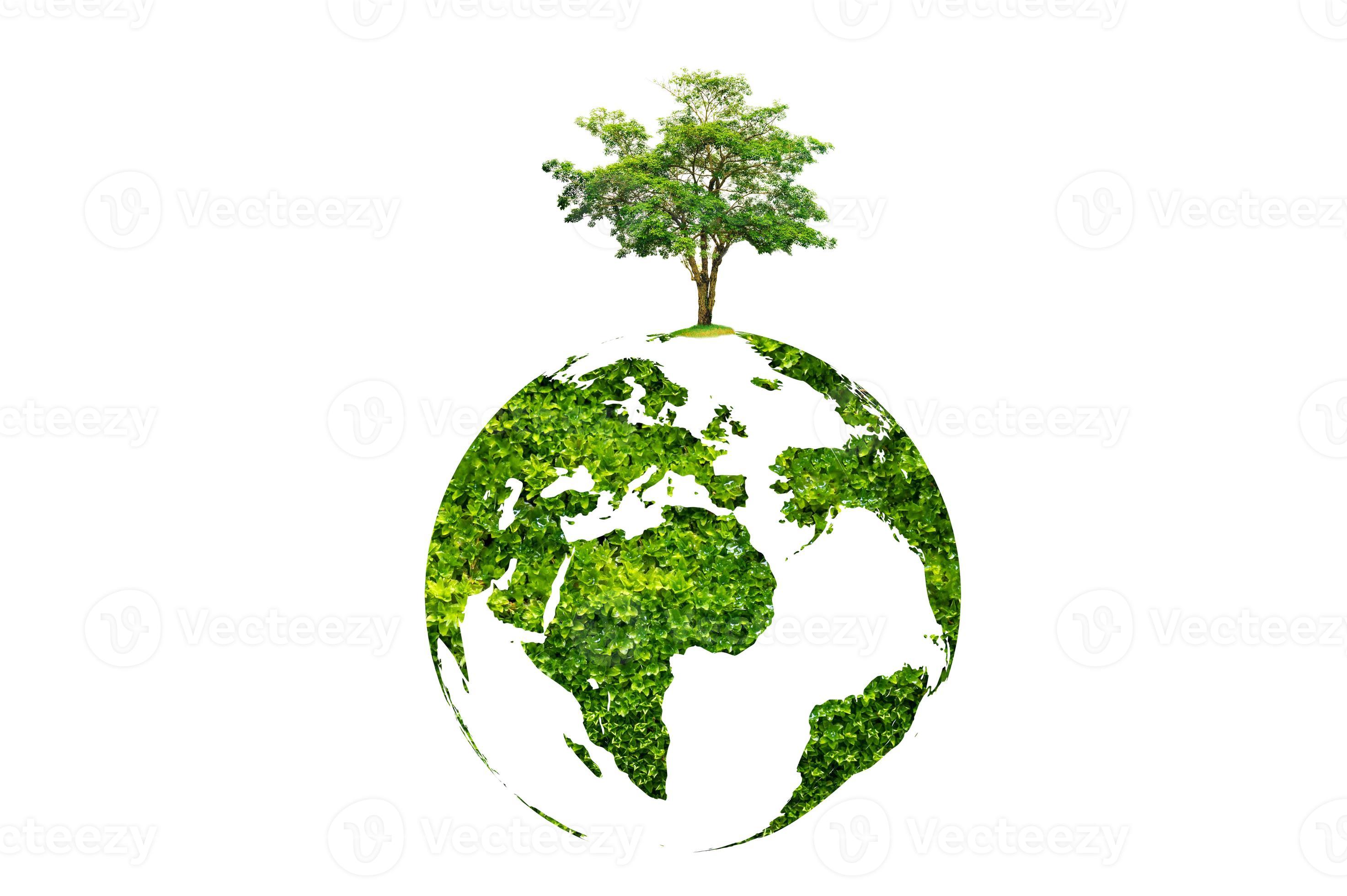 Earth Day tree on green earth on white isolated background 3348622