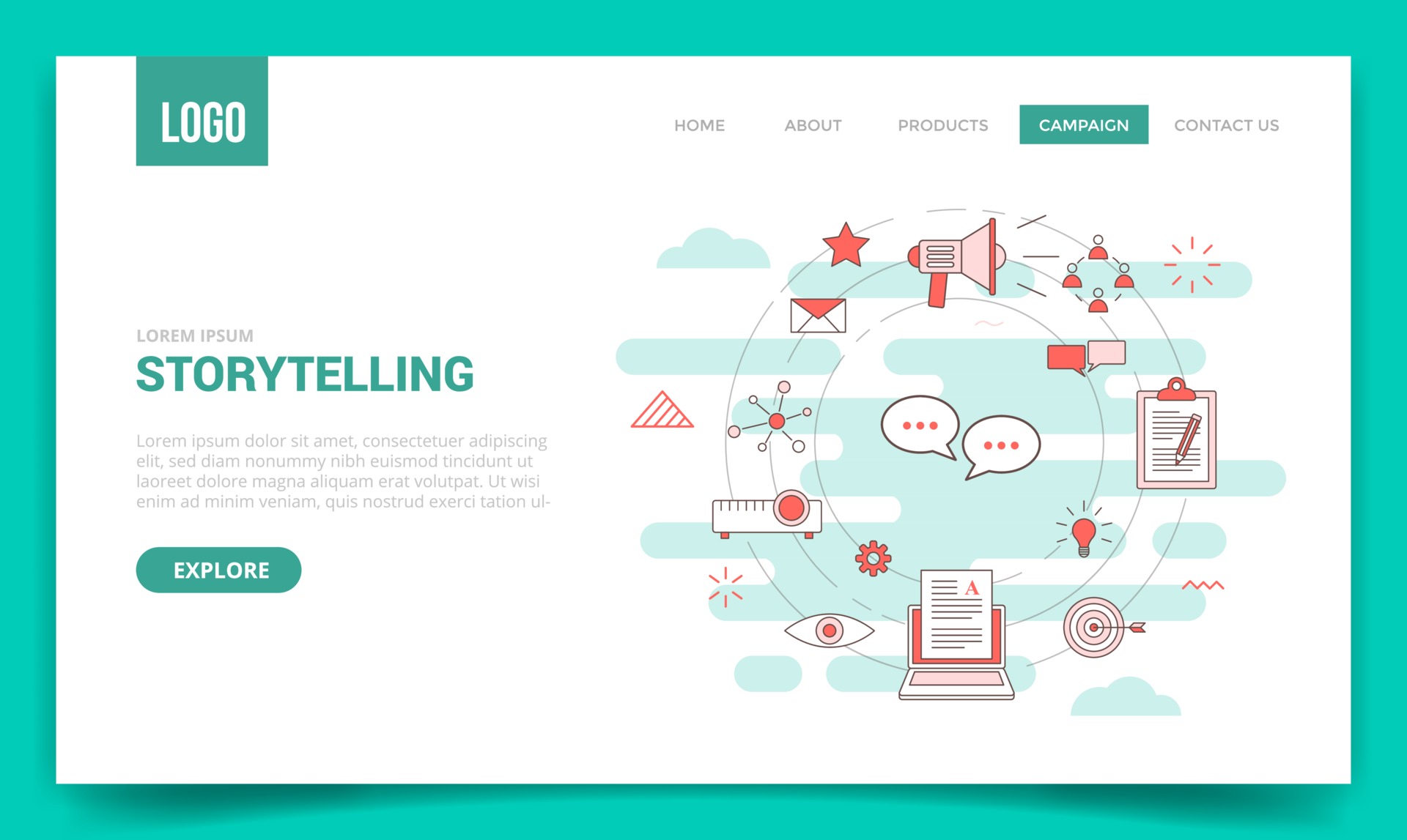Storytelling Concept With Circle Icon For Website Template 3348649 Vector Art At Vecteezy